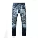 balmain jeans stretch distressed skinny blue wash